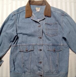 Vintage Denim Jacket with Brown Suede Collar Size LG Sigrid Olsen